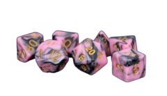 Pink/Black with Gold Numbers 16mm Poly Dice Set